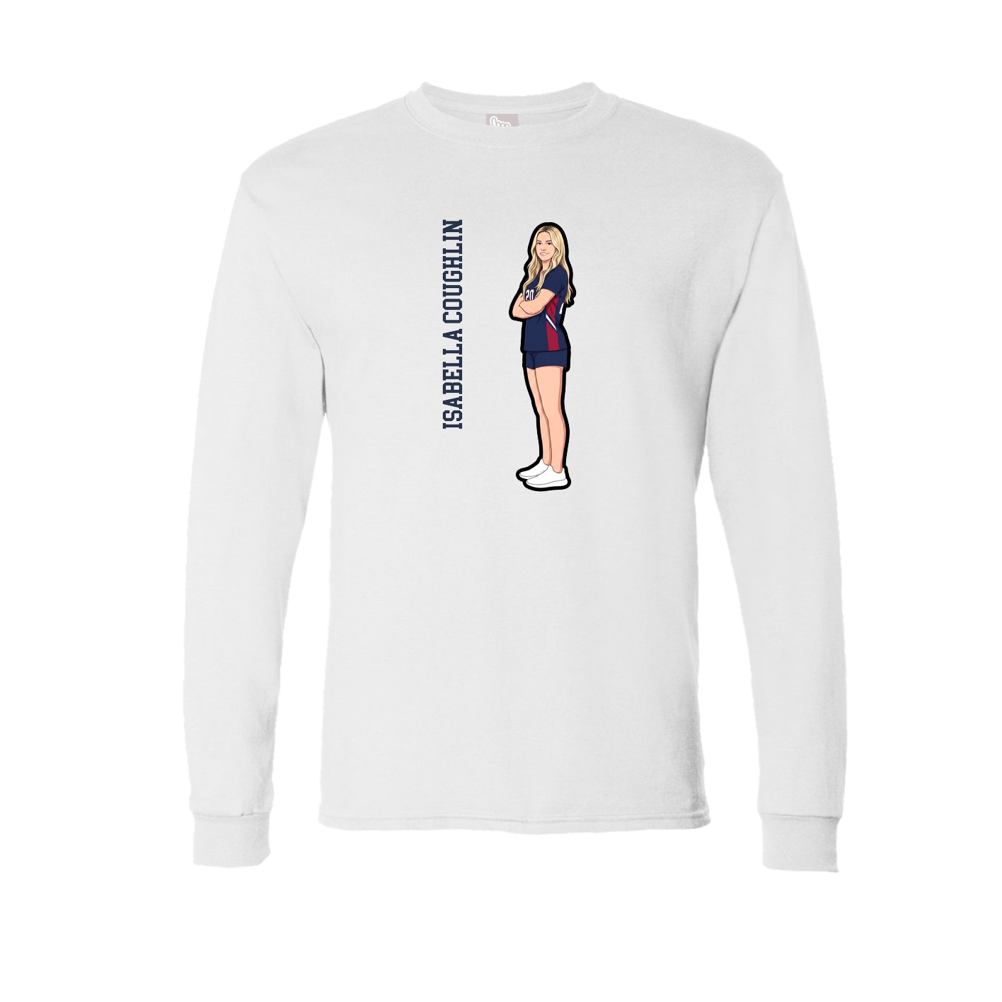 Long Sleeve Tee — Name Vertical in White