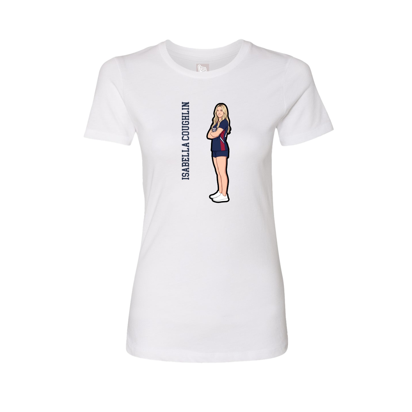 Womens Tee — Name Vertical in White