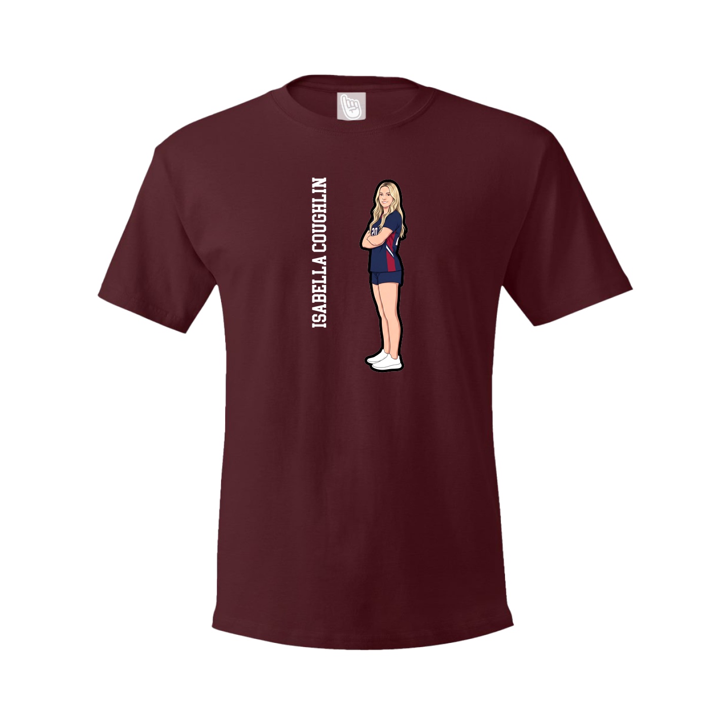 Youth Tee — Name Vertical in Maroon