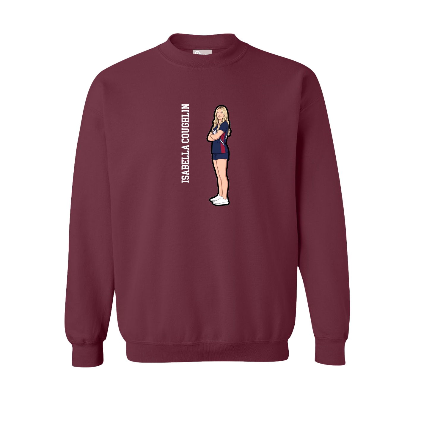 Fleece Crew — Name Vertical in Maroon