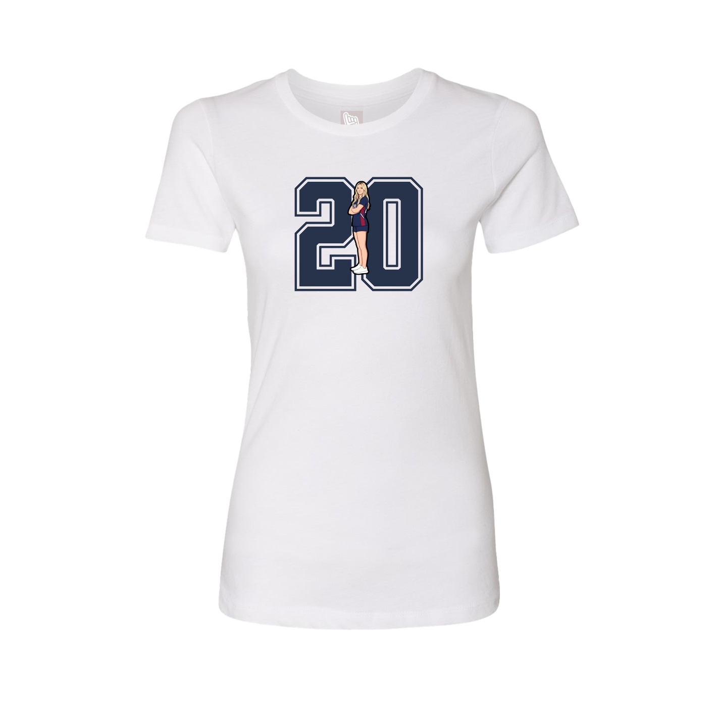 Fitted Women's Tee — Number in White