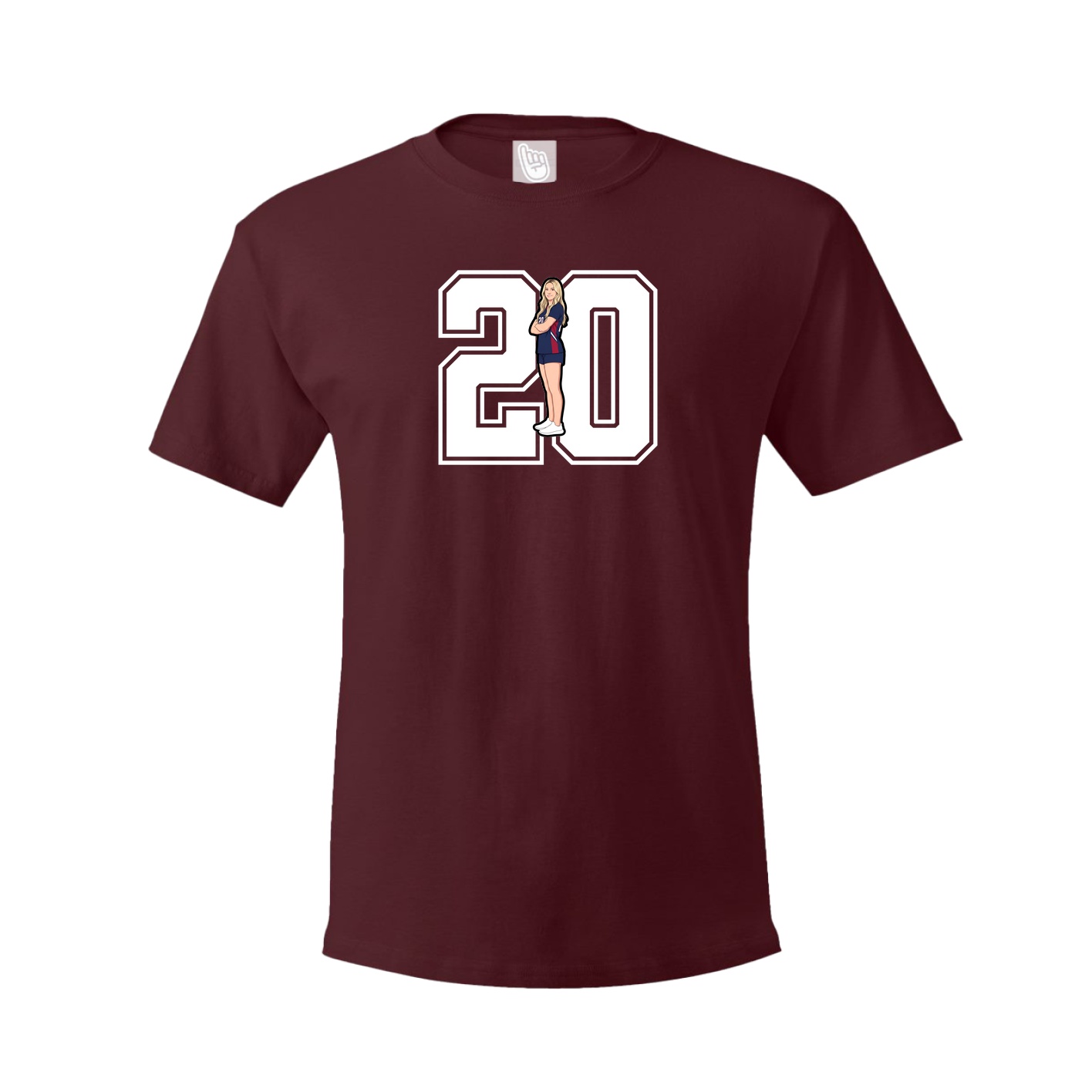 Youth Tee — Number in Maroon