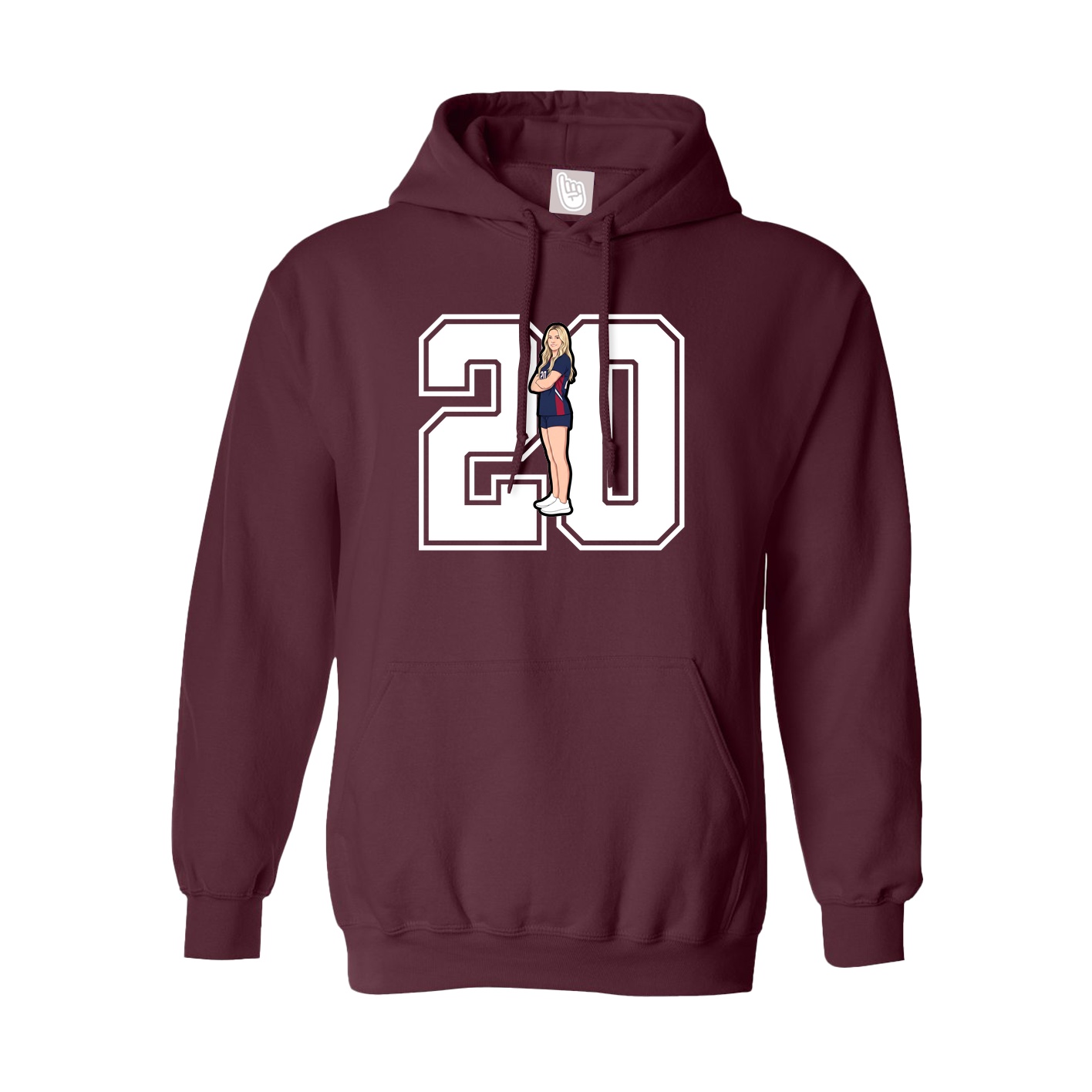 Youth Hoodie — Number in Maroon