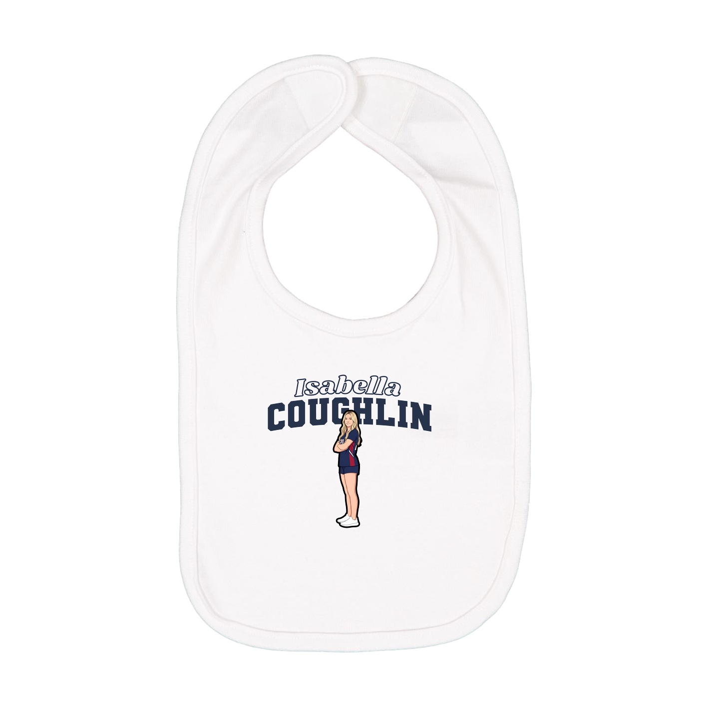 Infant Bib — Name Arch in White