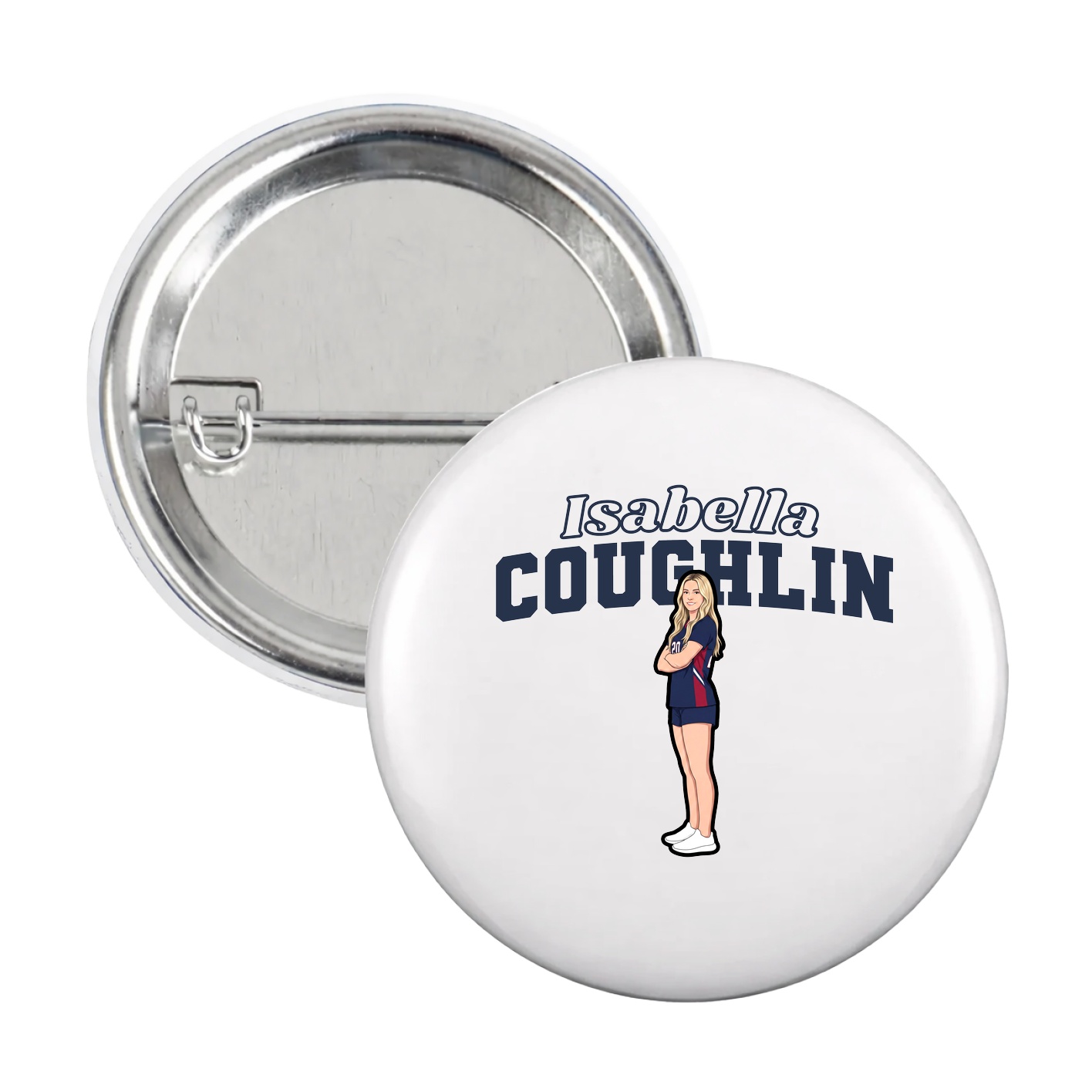 Game Day Button — Name Arch in White
