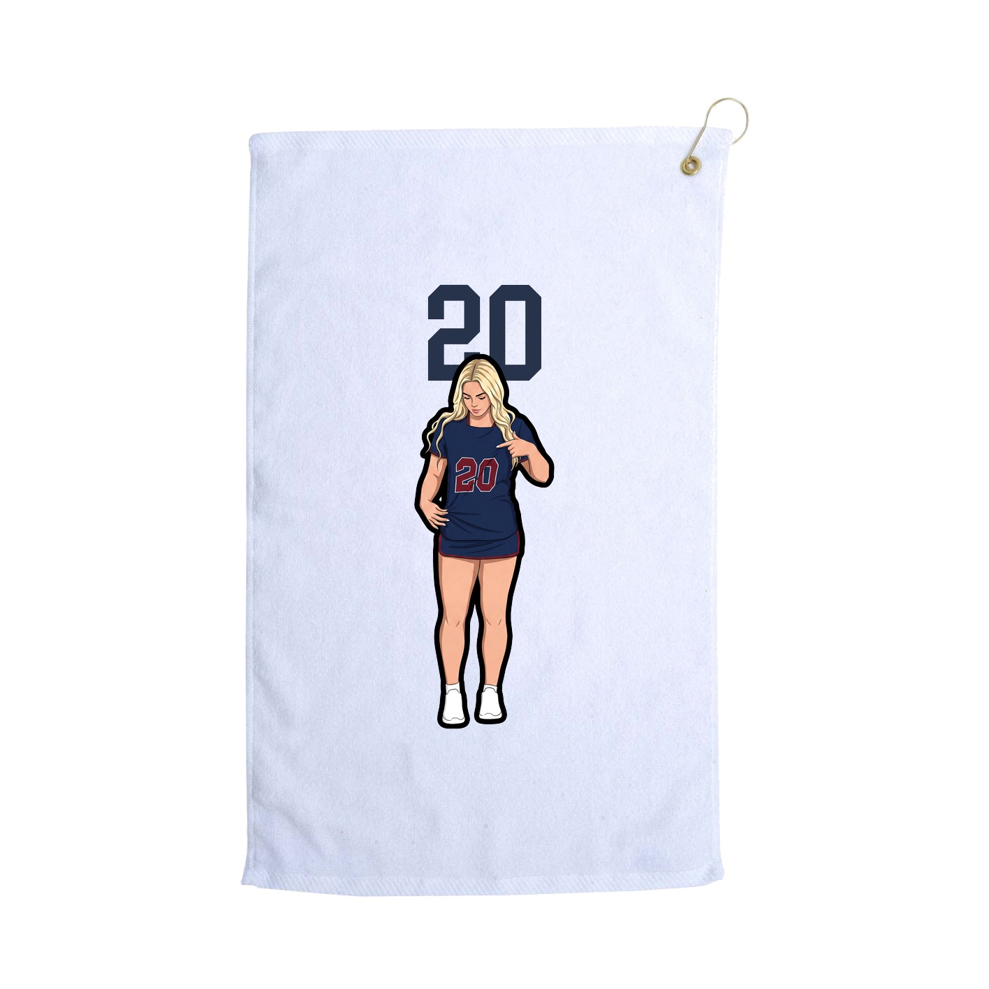 Golf Towel — Number Top in White