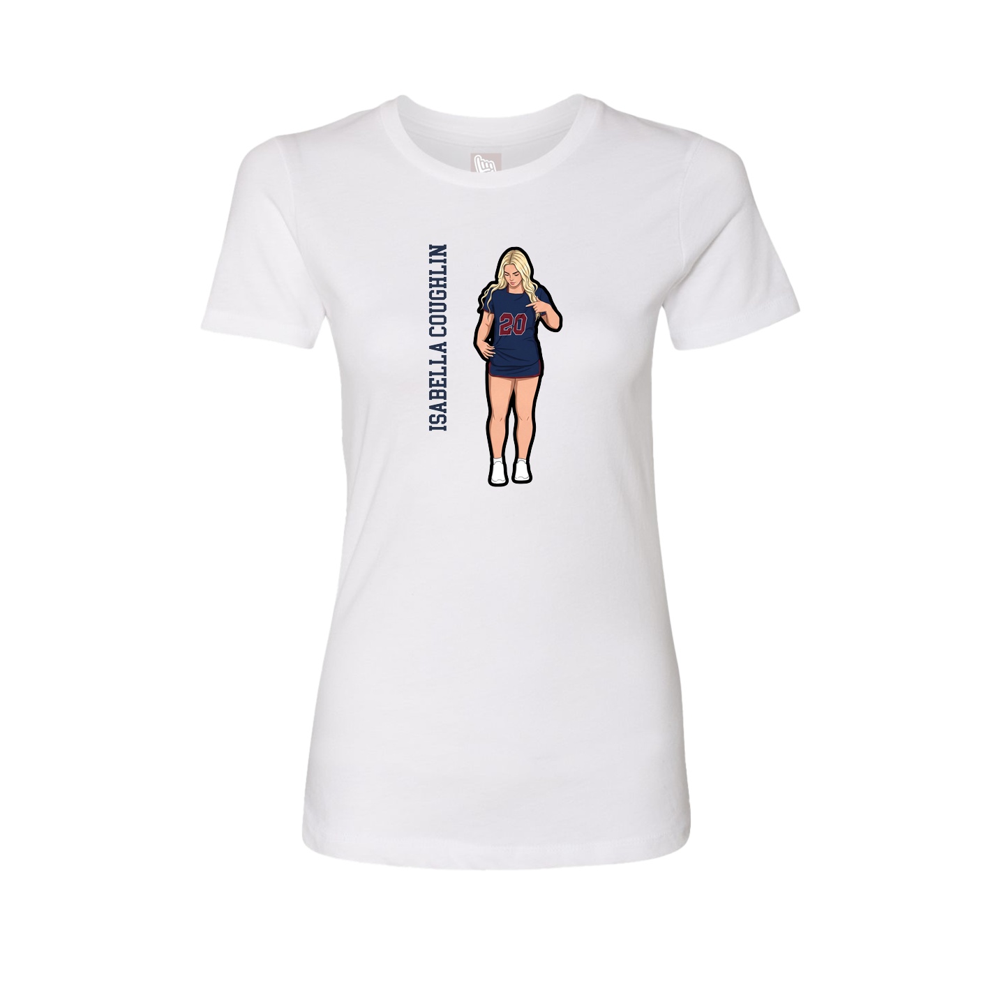 Womens Tee — Name Vertical in White