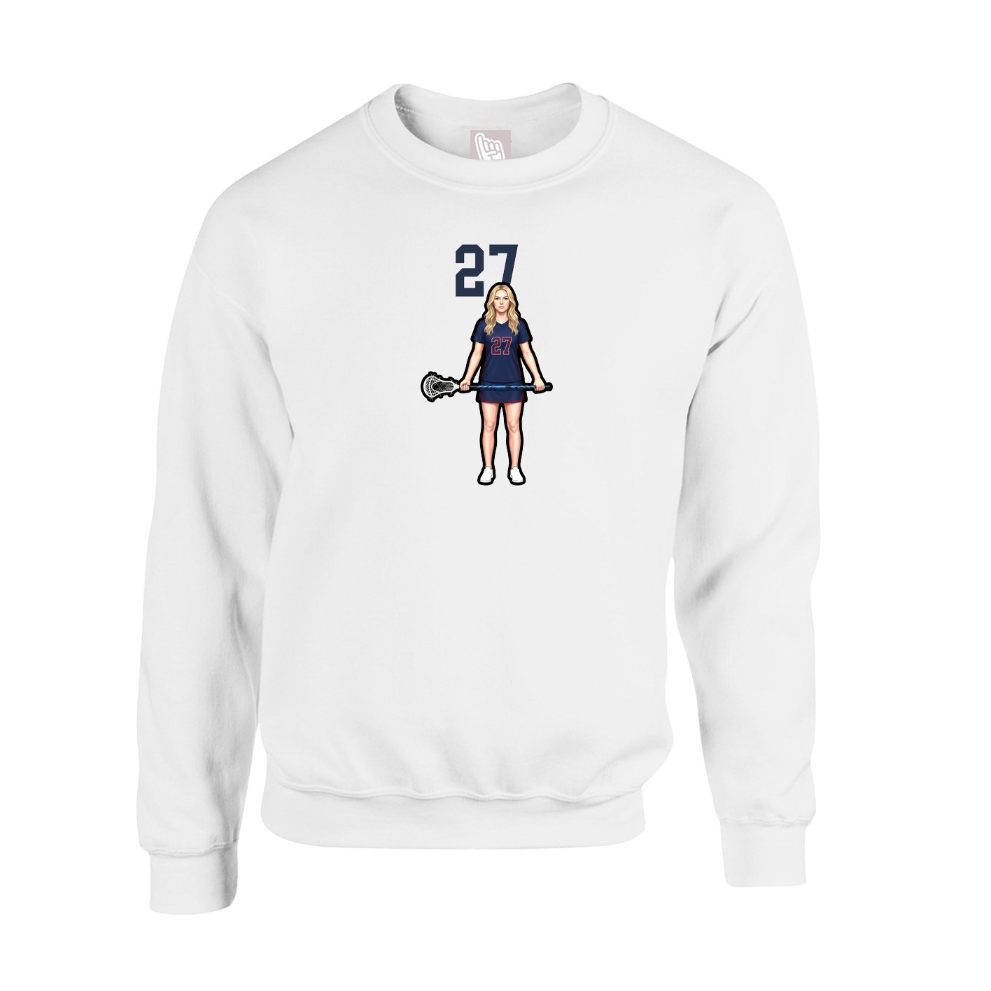 Fleece Crew — Number Top in White