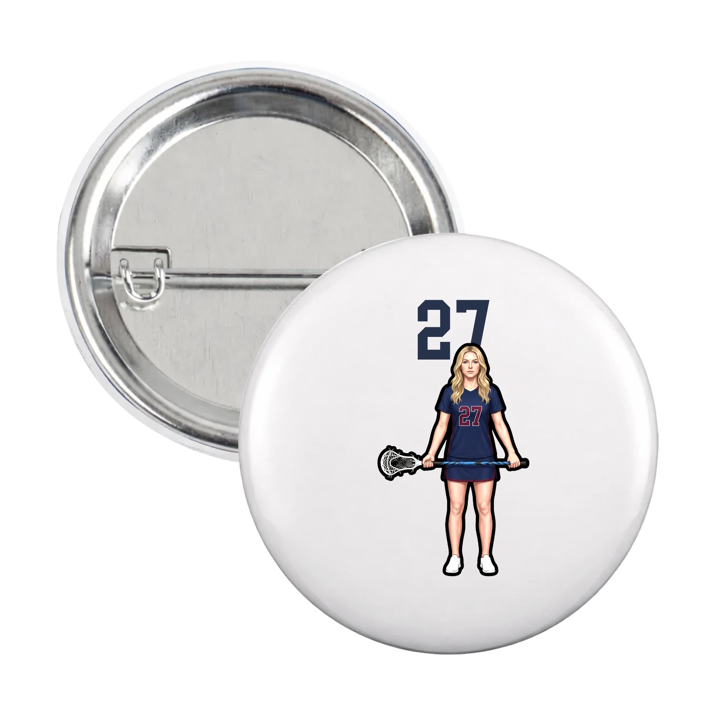Game Day Button — Number Top in White