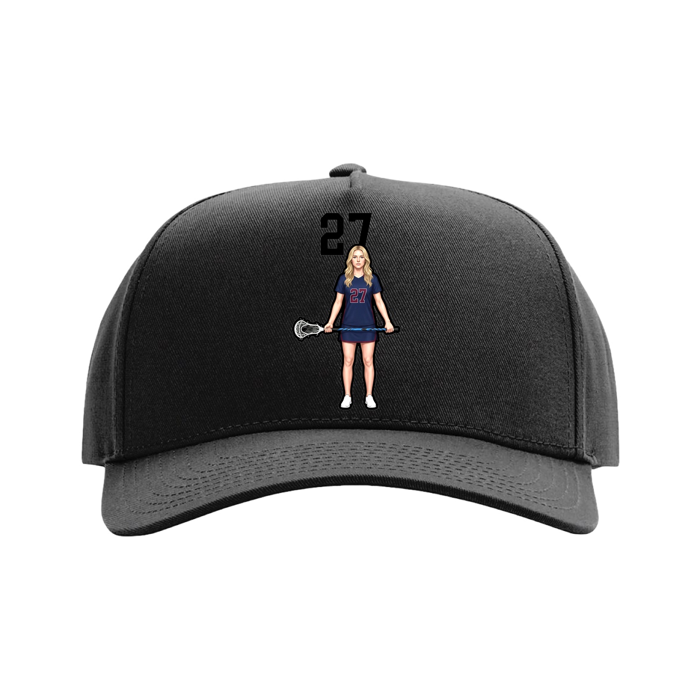 Full Fabric Five-Panel Champ Cap — Number Top in Black