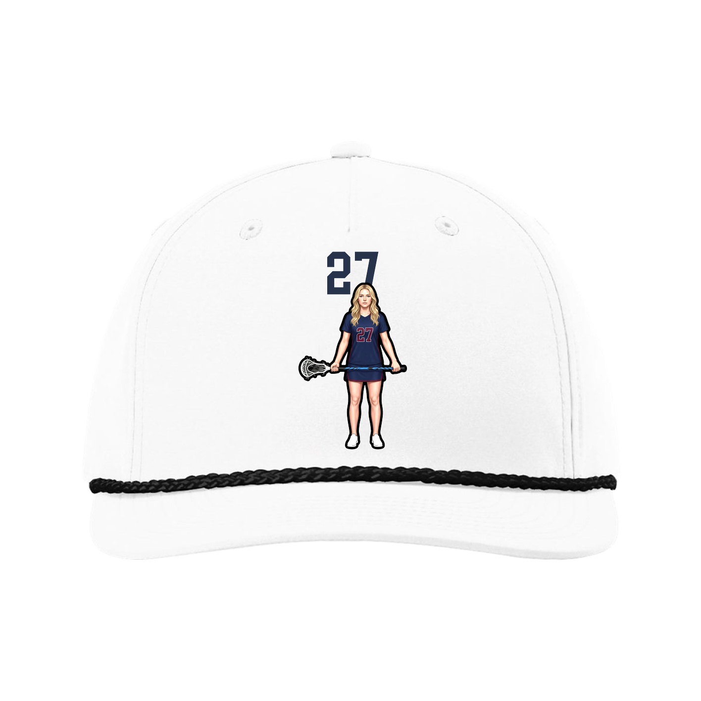 Five-Panel Classic Rope Cap — Number Top in White
