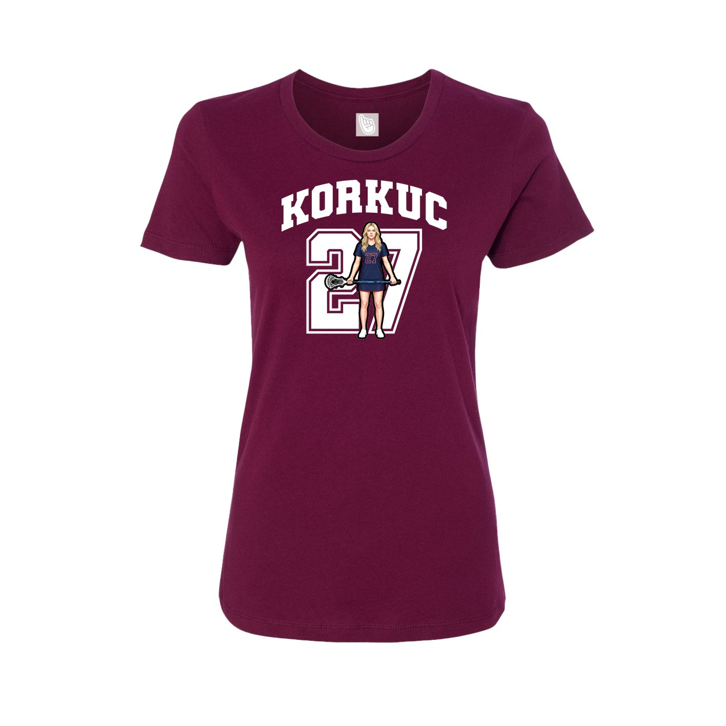 Fitted Women's Tee — Number in Maroon