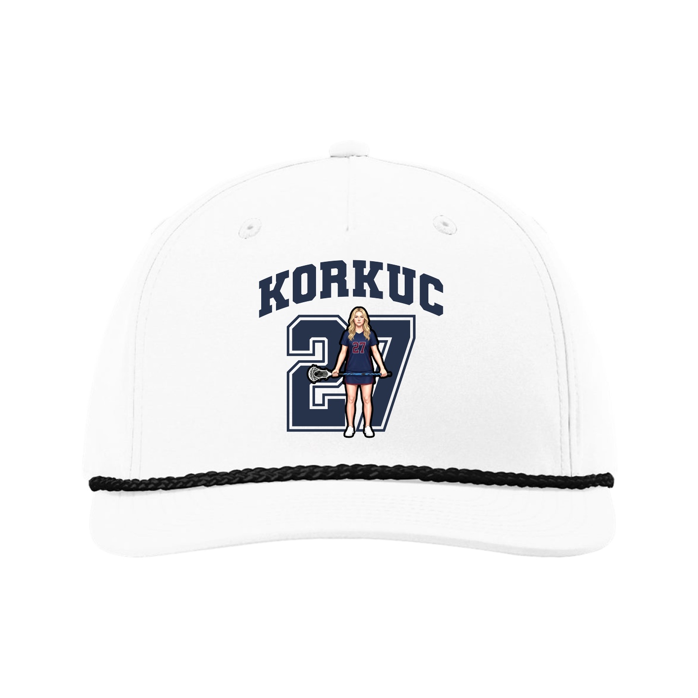 Five-Panel Classic Rope Cap — Number in White