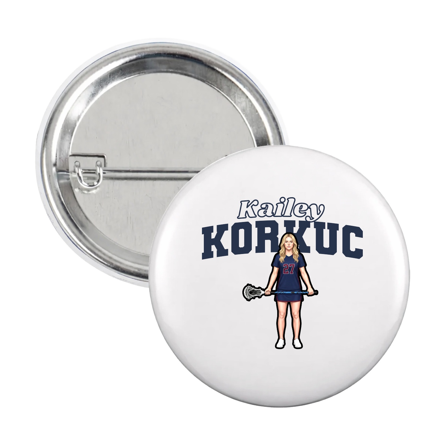 Game Day Button — Name Arch in White
