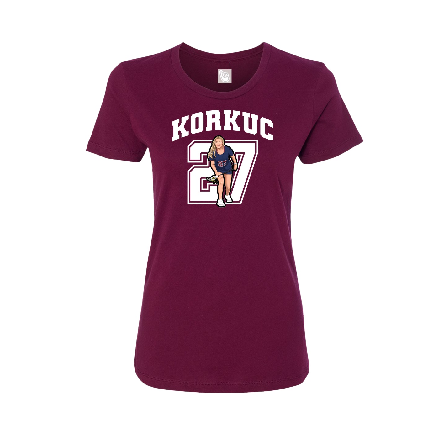 Fitted Women's Tee — Number in Maroon