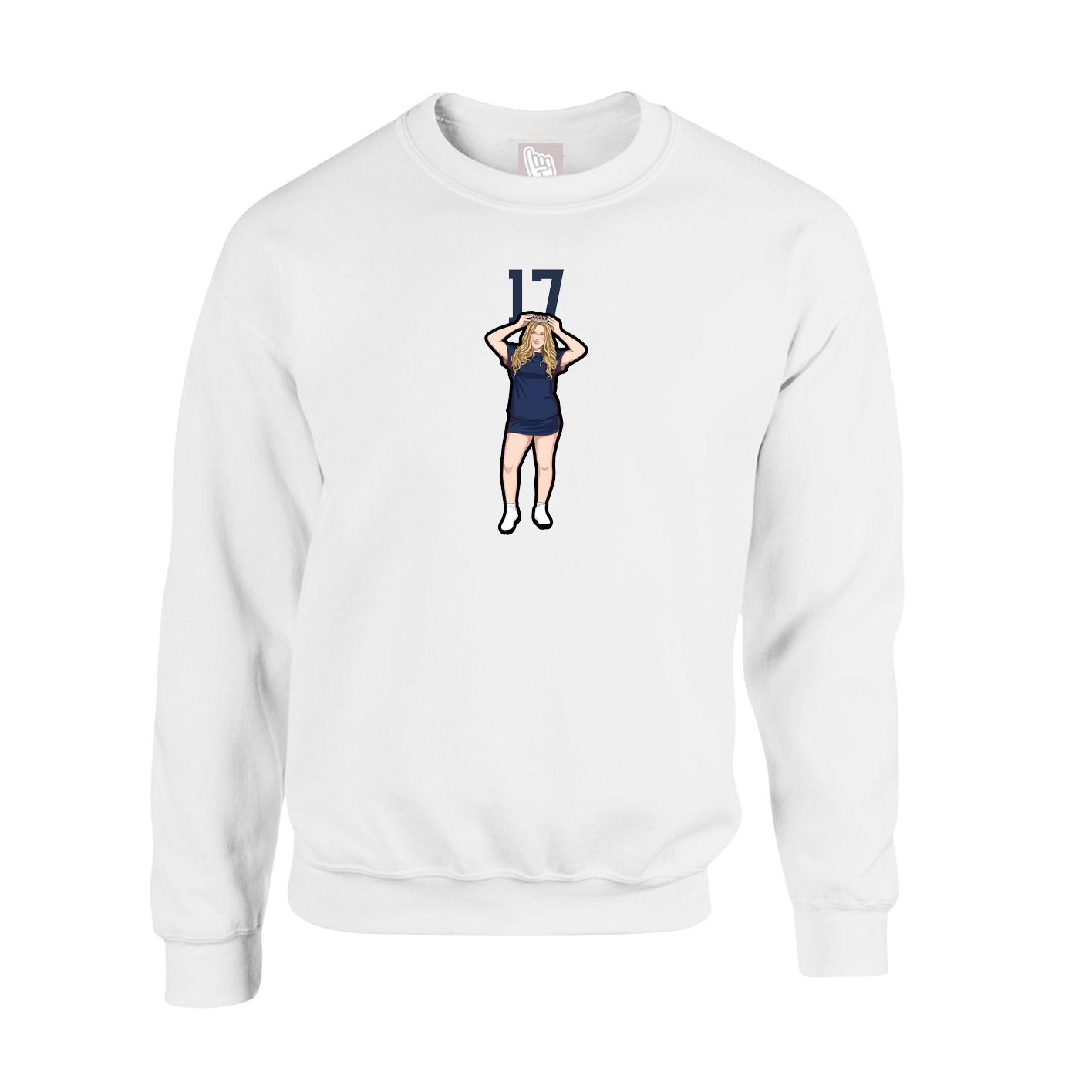 Fleece Crew — Number Top in White