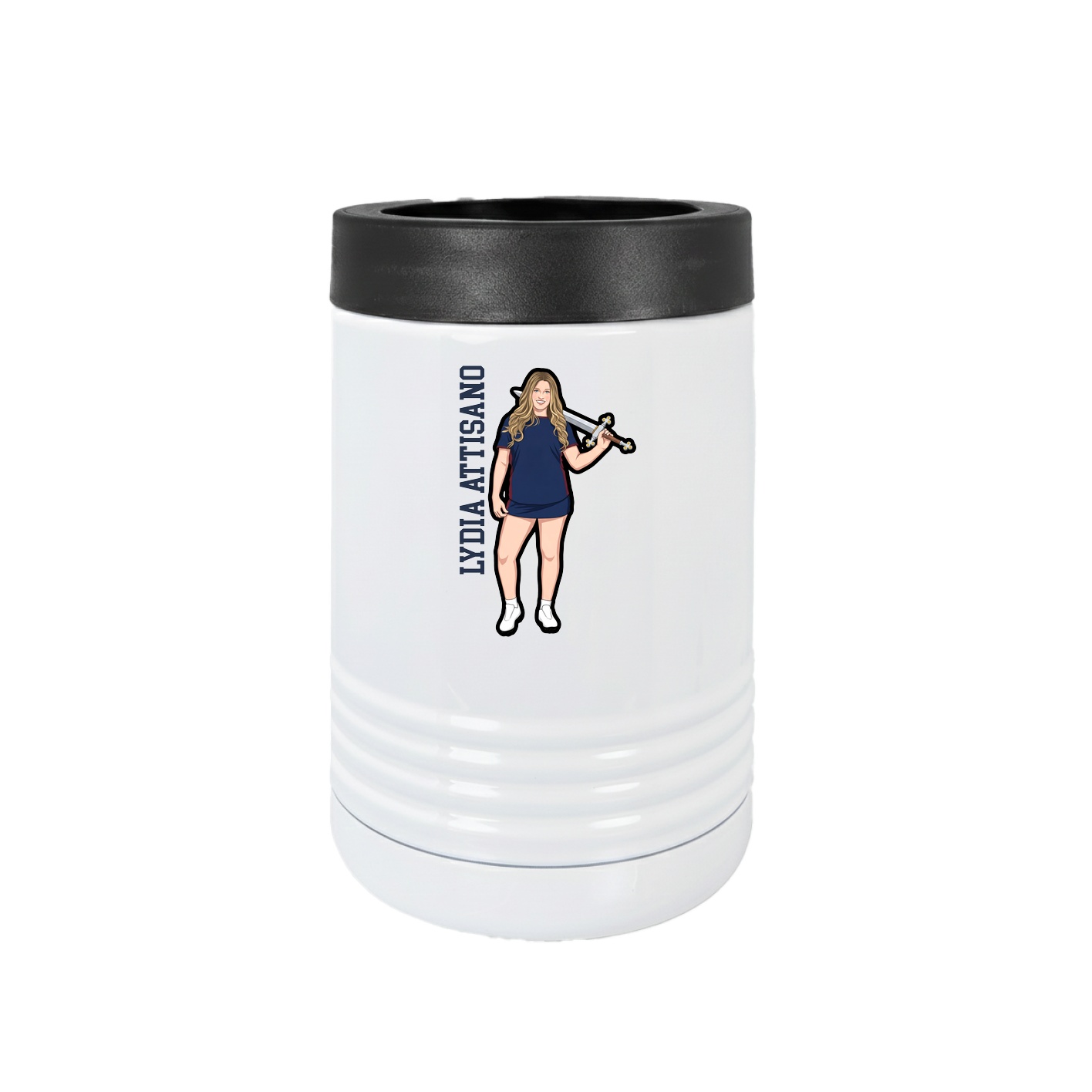 Beverage Holder — Name Vertical in White