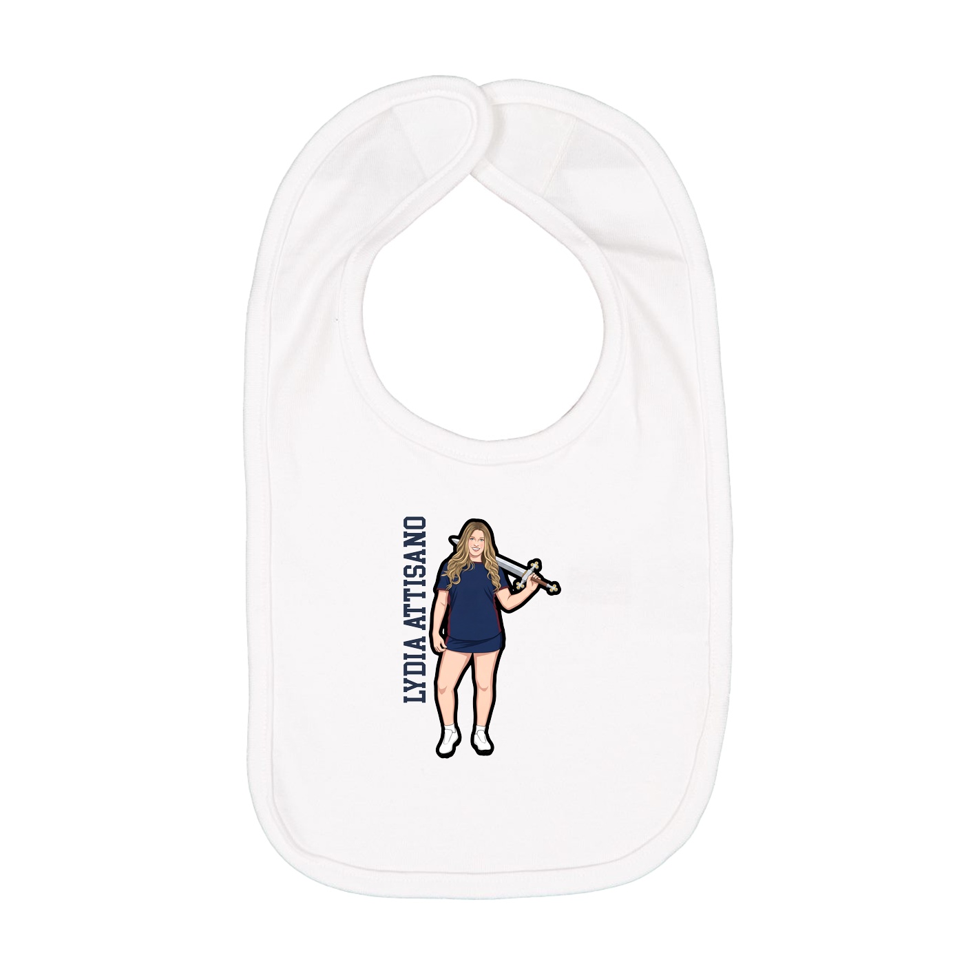 Infant Bib — Name Vertical in White