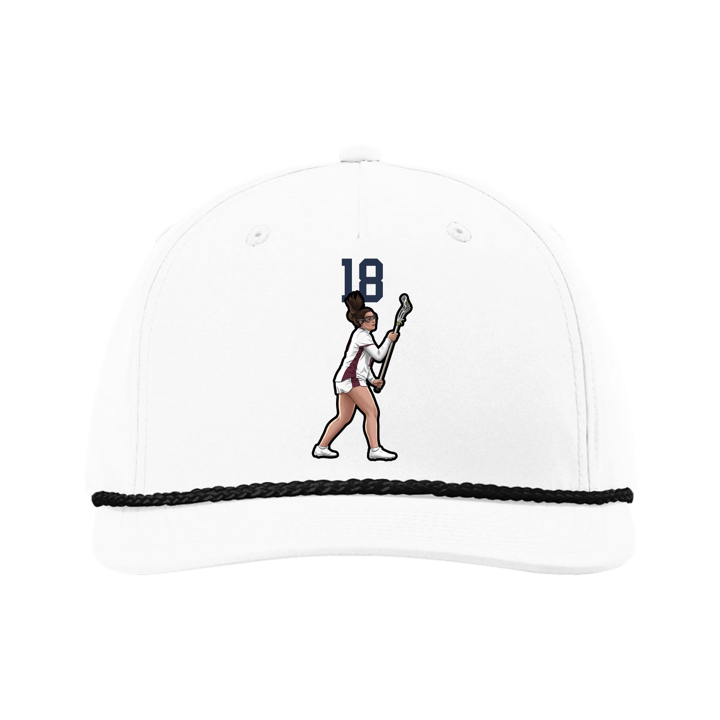 Five-Panel Classic Rope Cap — Number Top in White