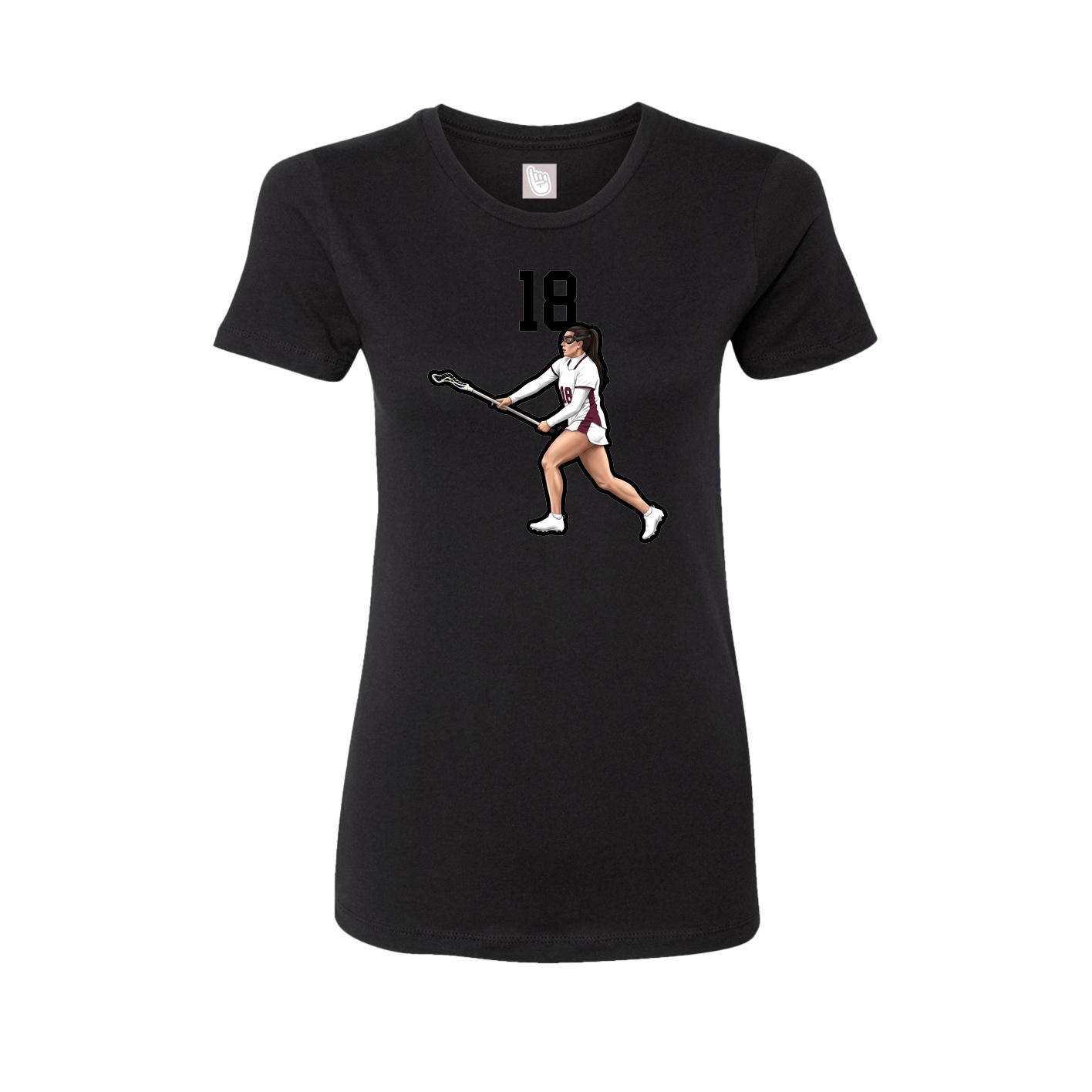 Fitted Women's Tee — Number Top in Black