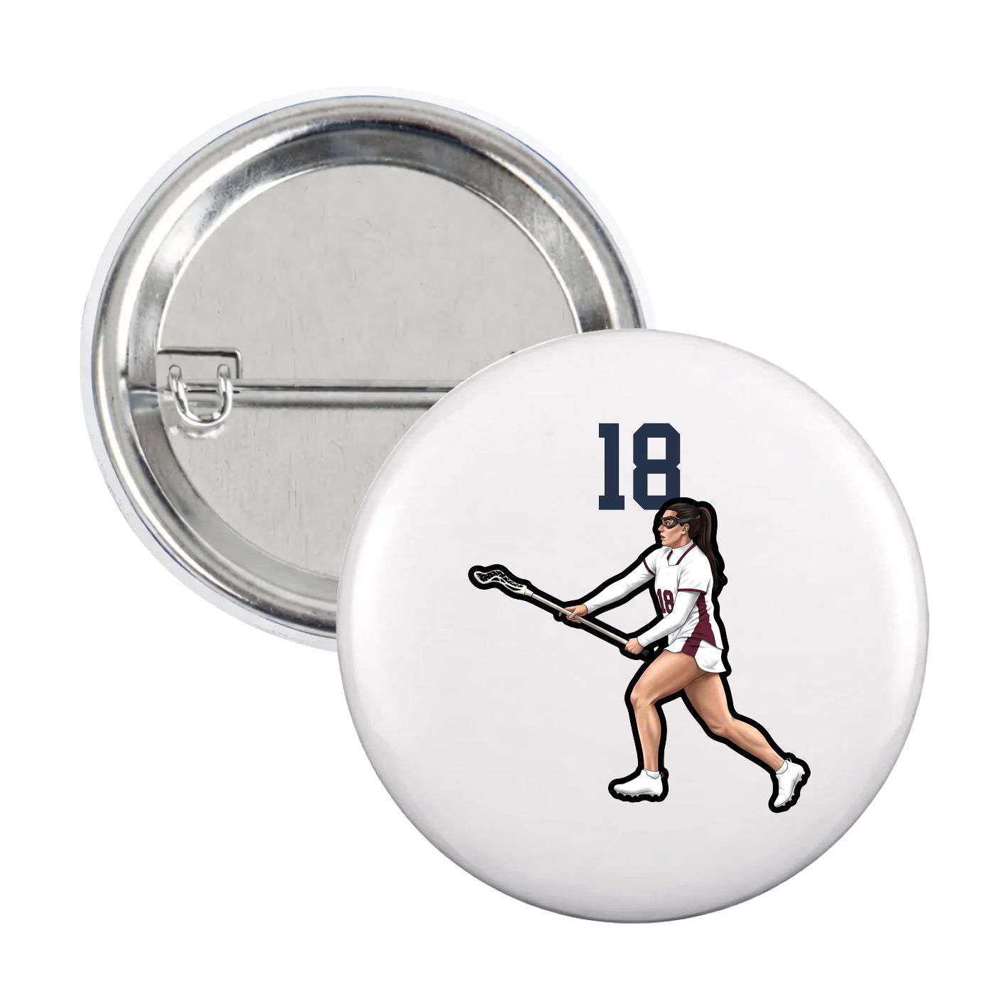 Game Day Button — Number Top in White