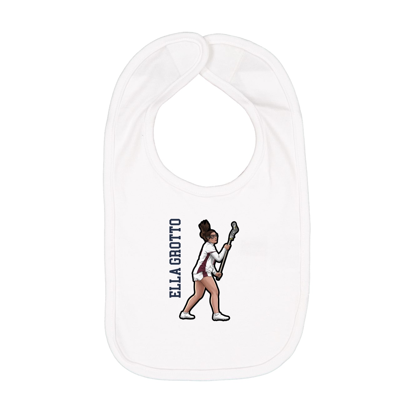 Infant Bib — Name Vertical in White