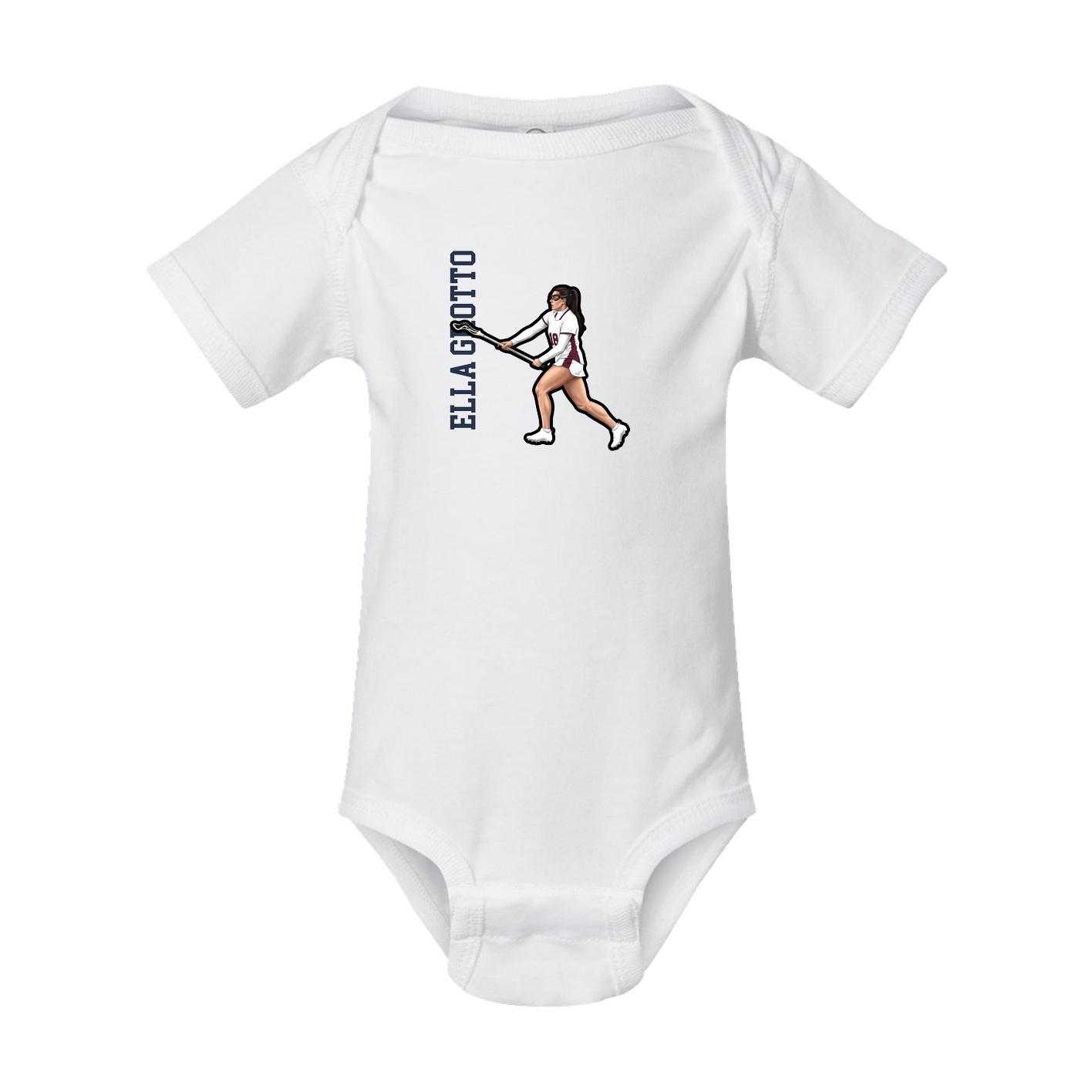 Baby Onesie — Name Vertical in White