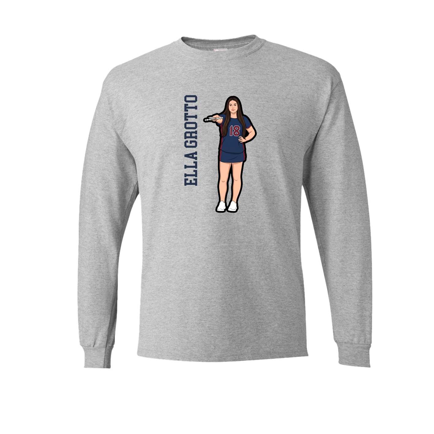 Long Sleeve Tee — Name Vertical in Grey