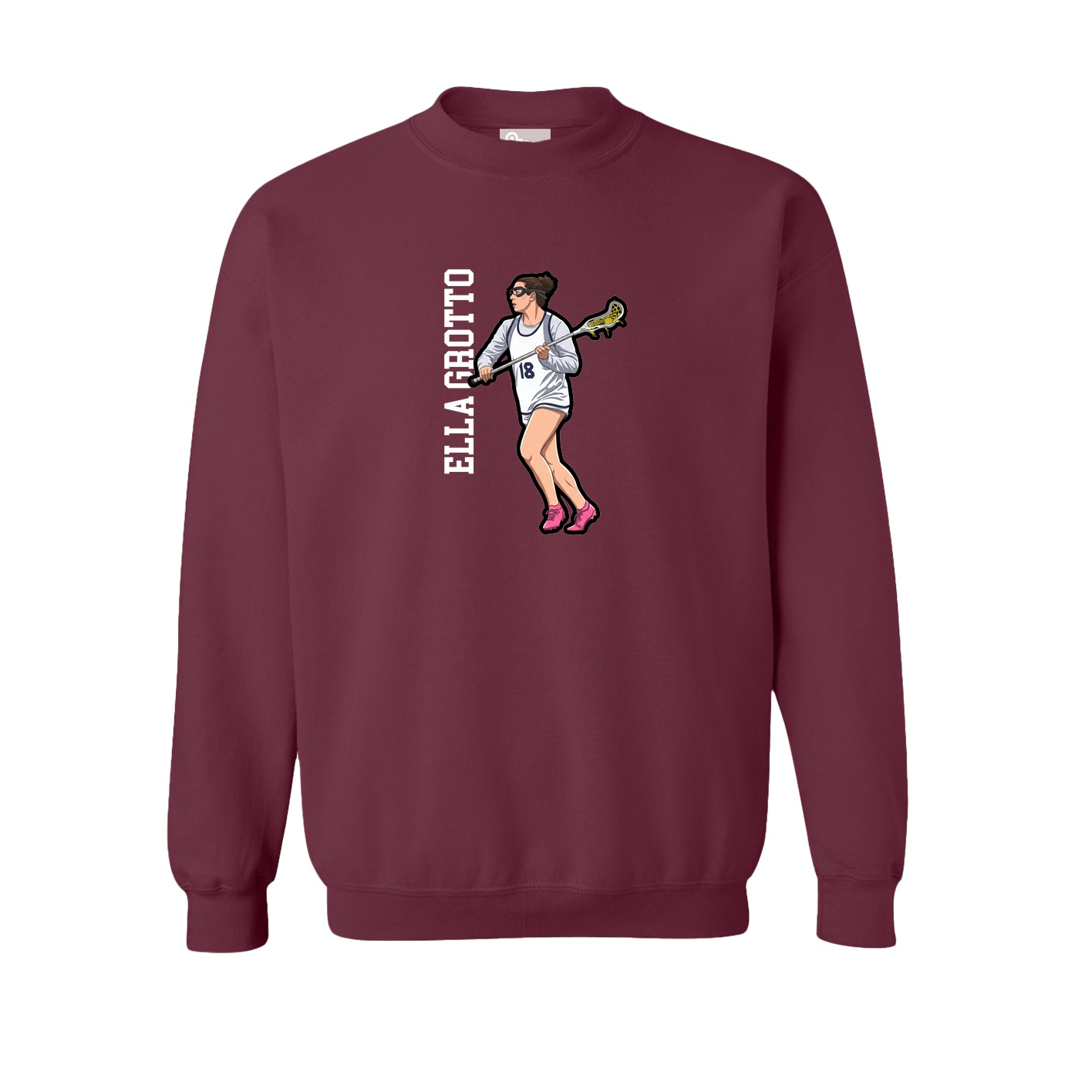 Fleece Crew — Name Vertical in Maroon