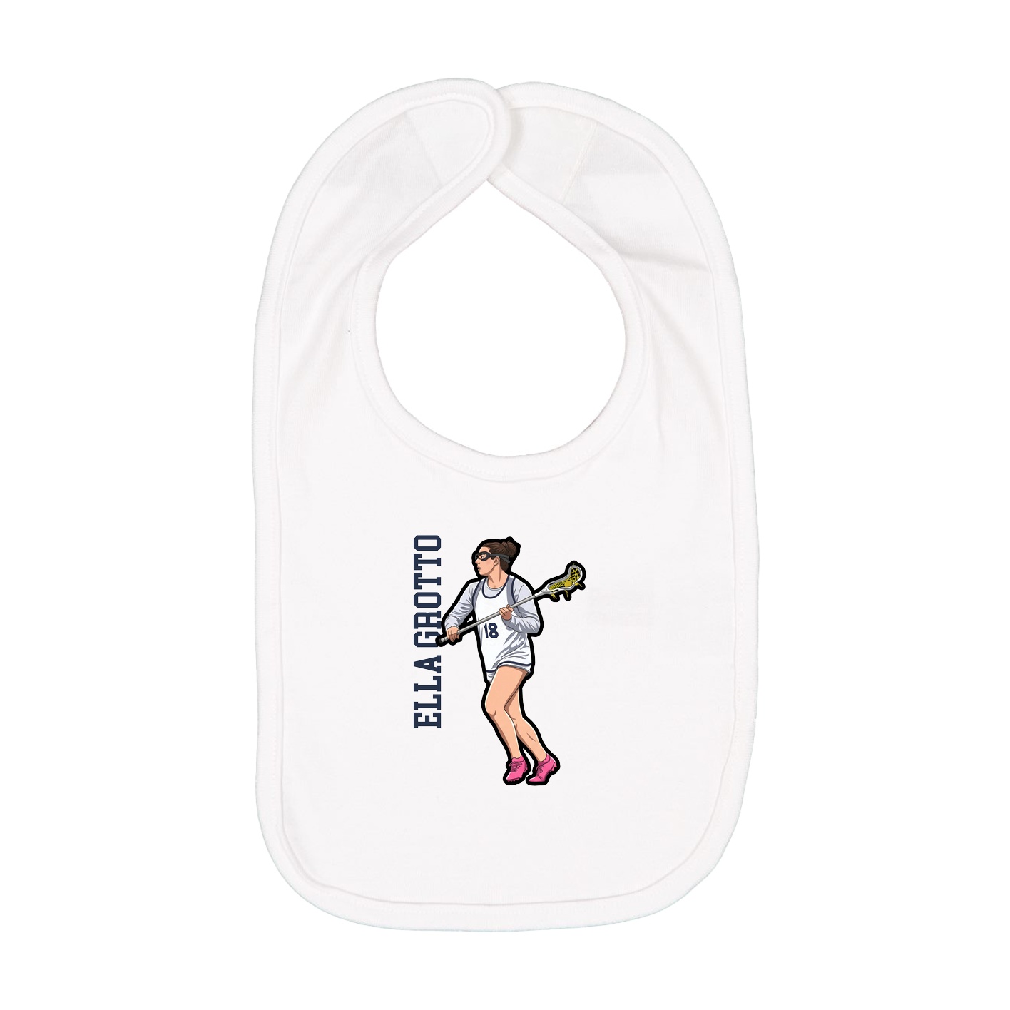 Infant Bib — Name Vertical in White