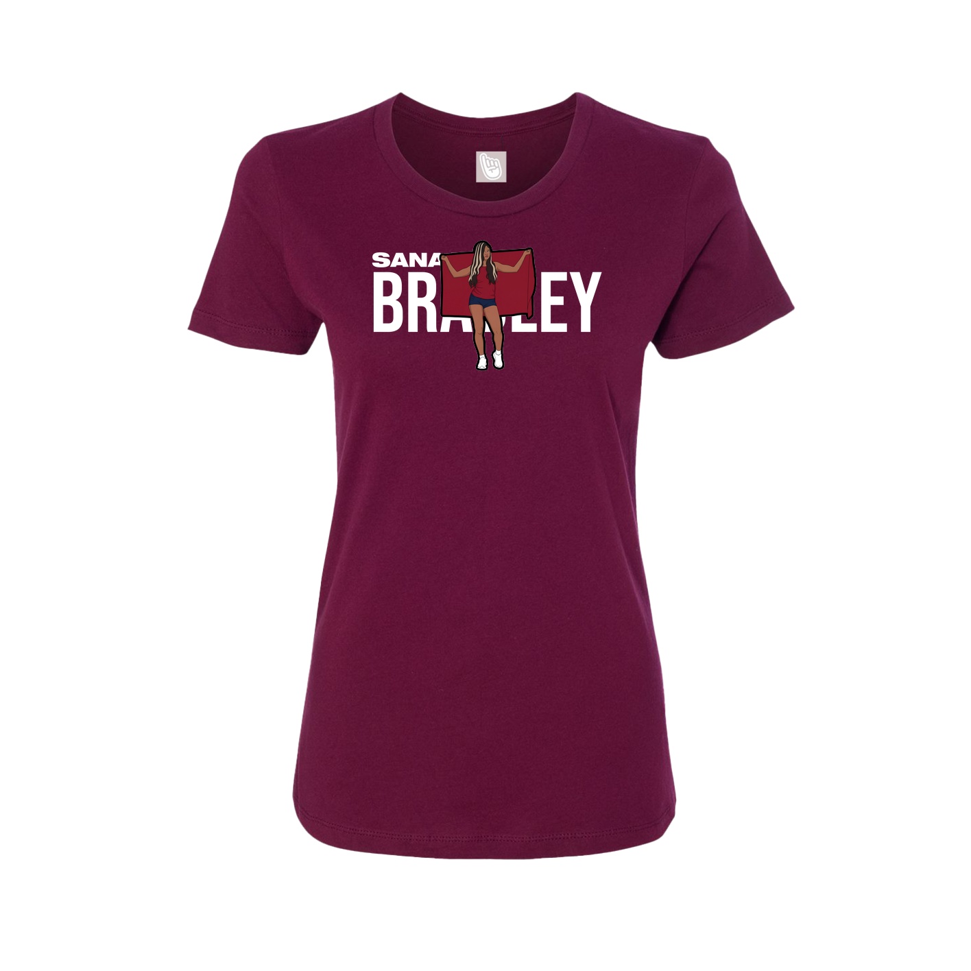 Fitted Women's Tee — Player Name in Maroon