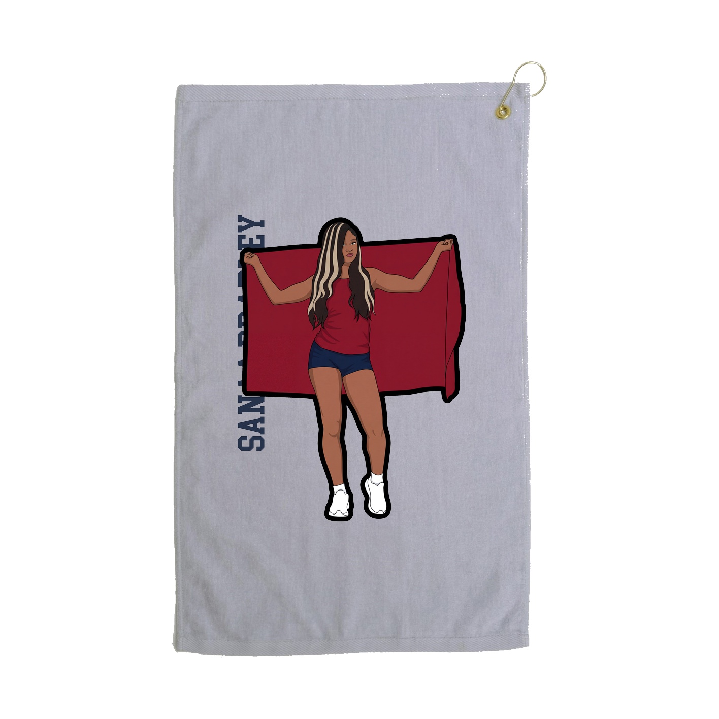 Golf Towel — Name Vertical in Grey