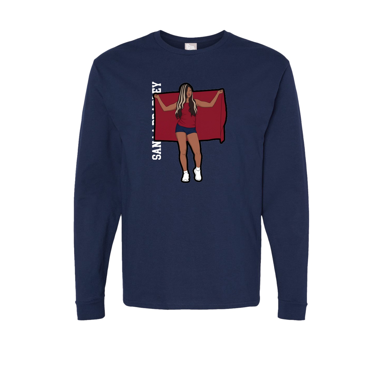 Long Sleeve Tee — Name Vertical in Navy