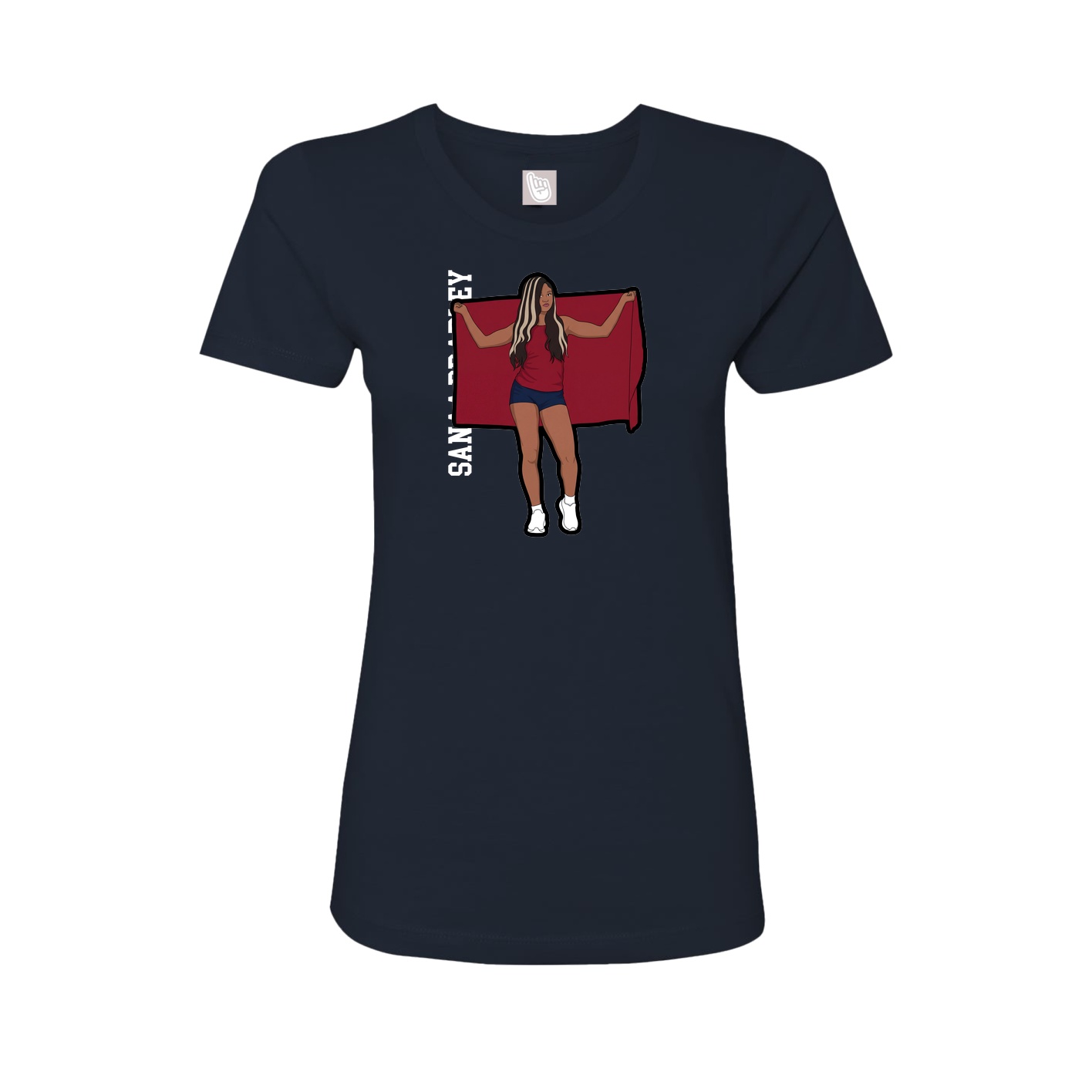 Fitted Women's Tee — Name Vertical in Navy