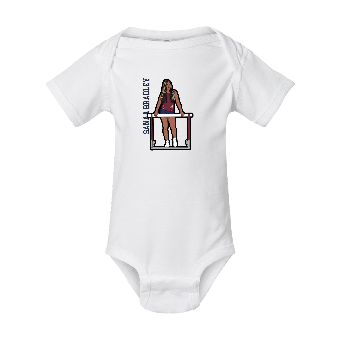 Baby Onesie — Name Vertical in White