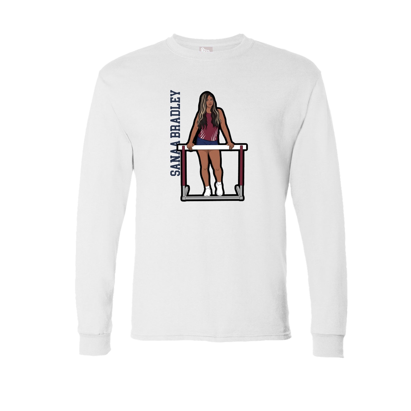 Long Sleeve Tee — Name Vertical in White