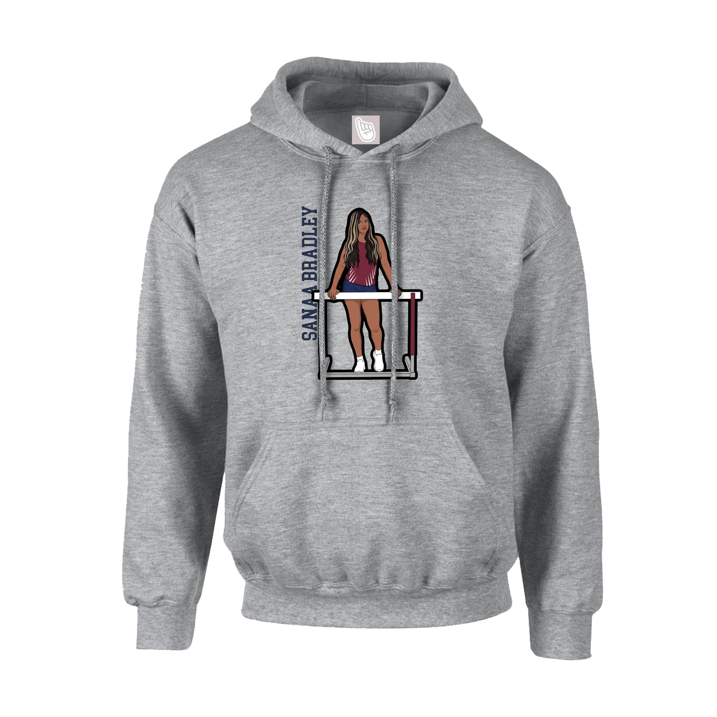 Youth Hoodie — Name Vertical in Grey