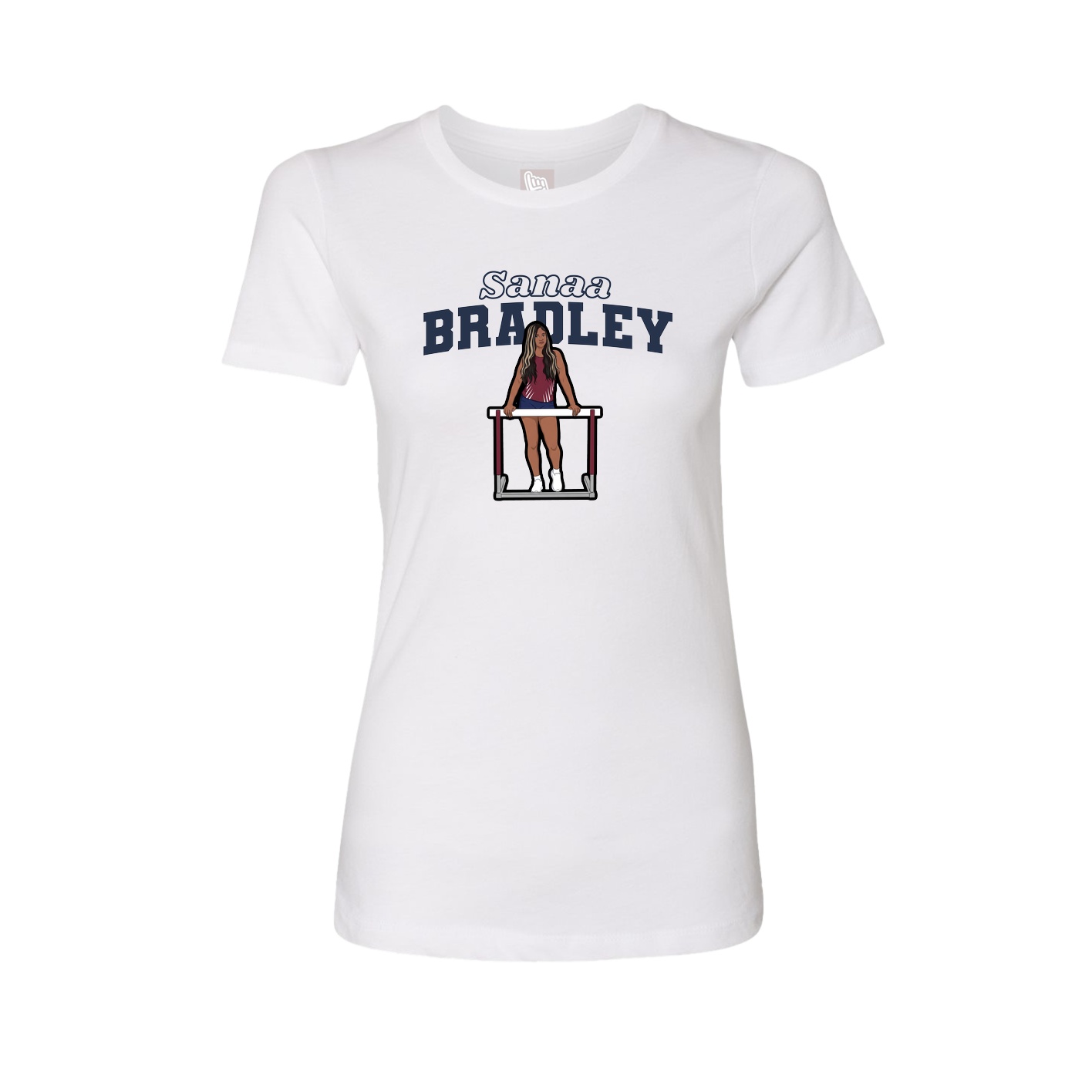Fitted Women's Tee — Name Arch in White