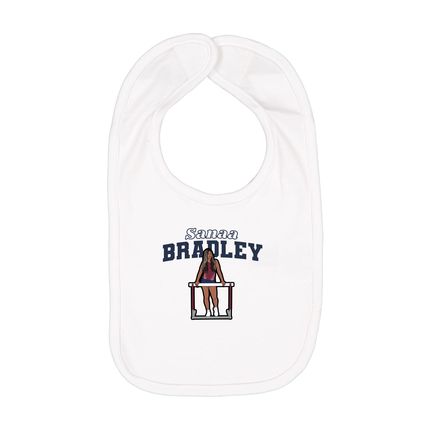 Infant Bib — Name Arch in White