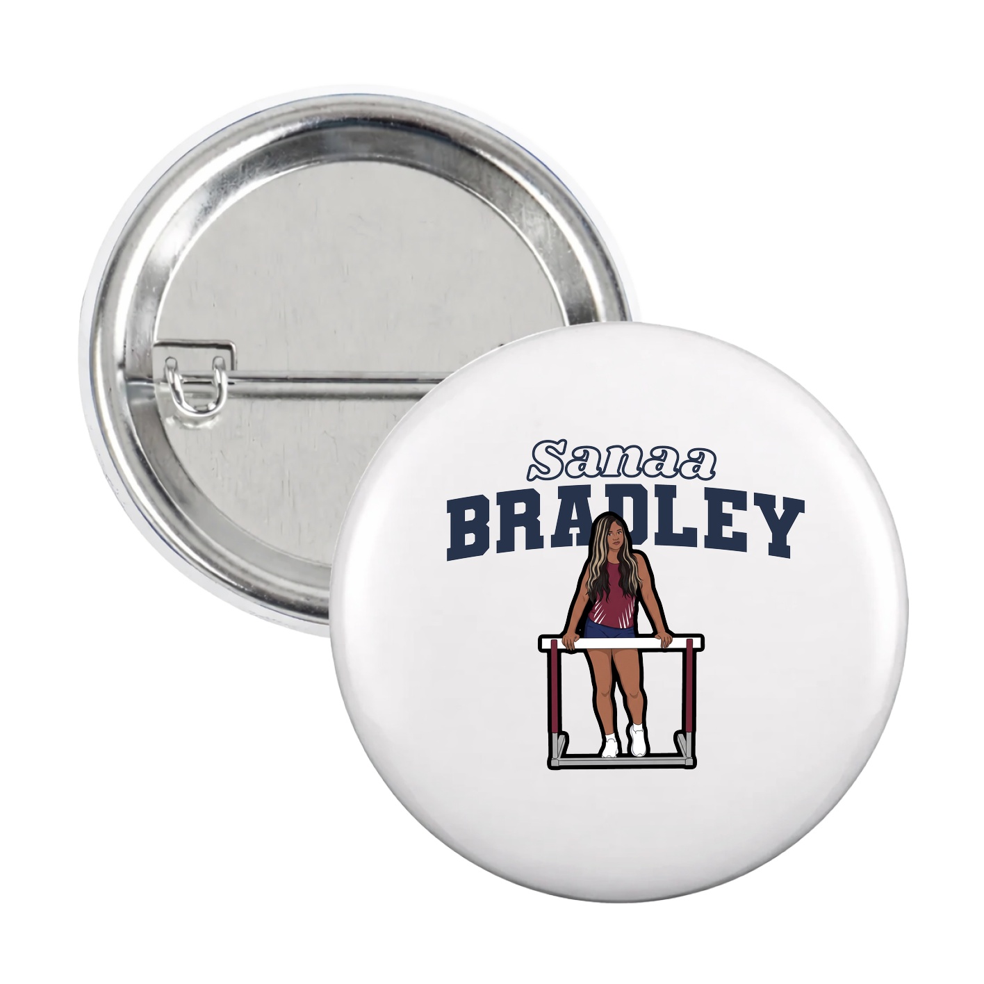 Game Day Button — Name Arch in White
