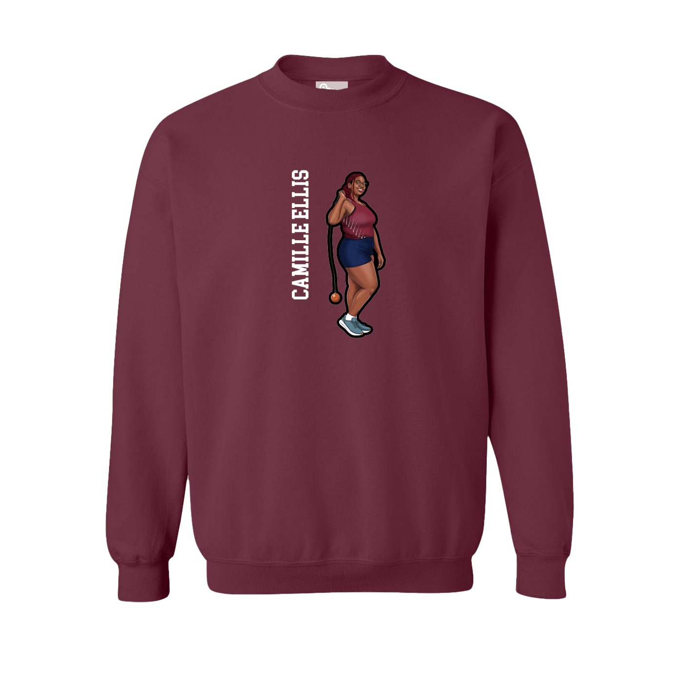 Fleece Crew — Name Vertical in Maroon