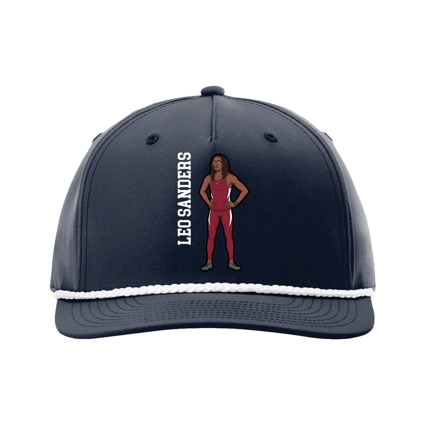 Five-Panel Classic Rope Cap — Name Vertical in Navy