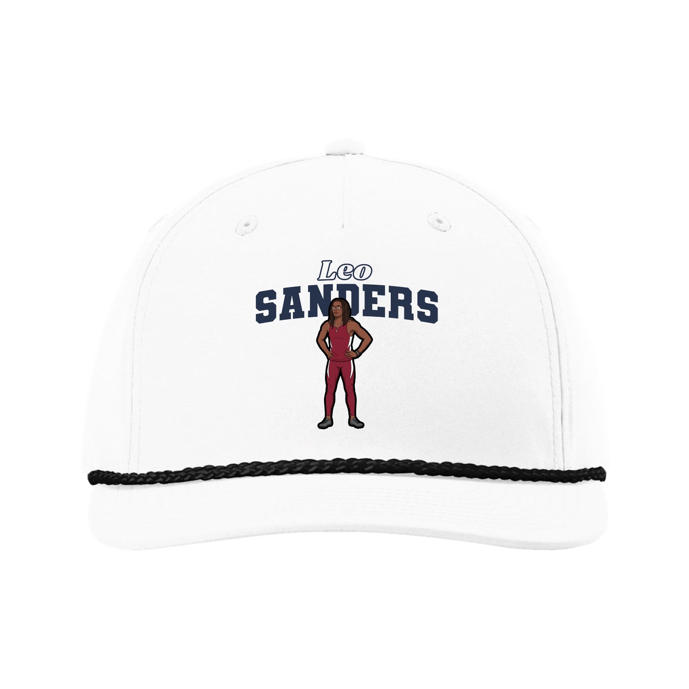Five-Panel Classic Rope Cap — Name Arch in White
