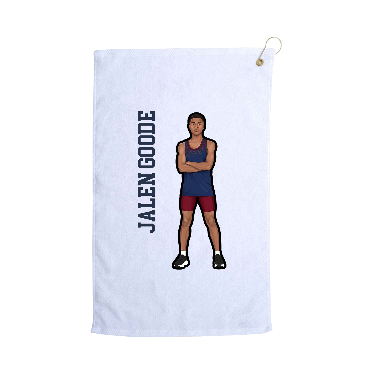 Golf Towel — Name Vertical in White