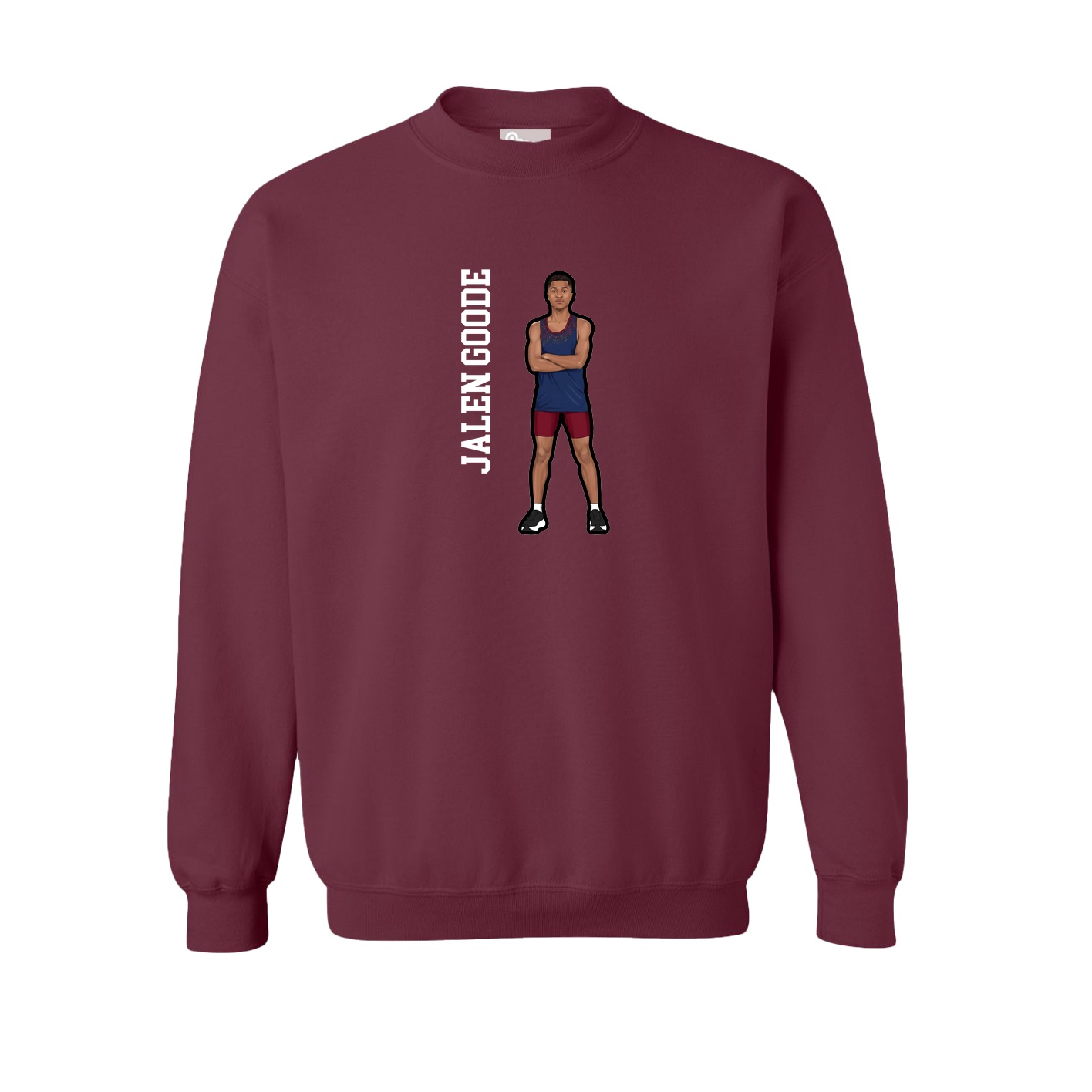 Fleece Crew — Name Vertical in Maroon