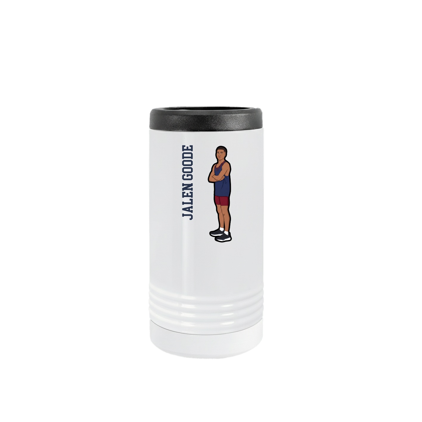 Slim Beverage Holder — Name Vertical in White
