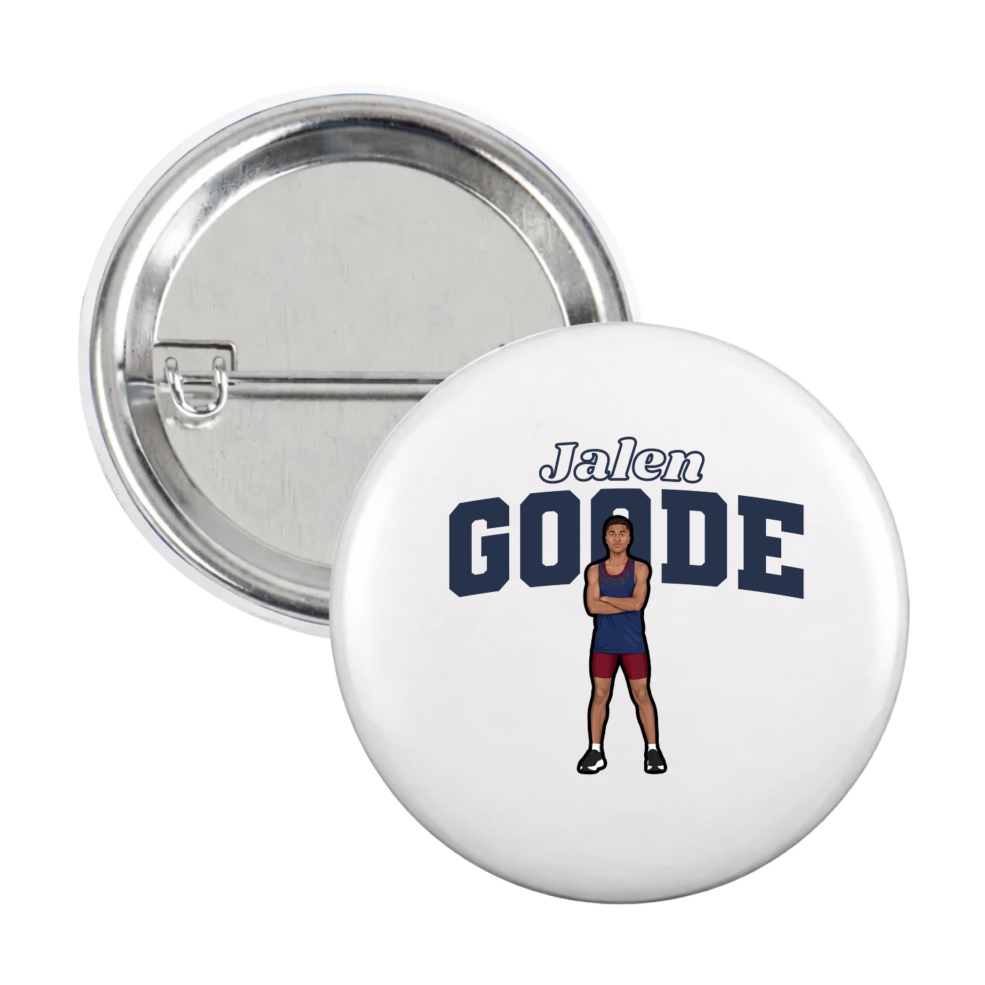 Game Day Button — Name Arch in White
