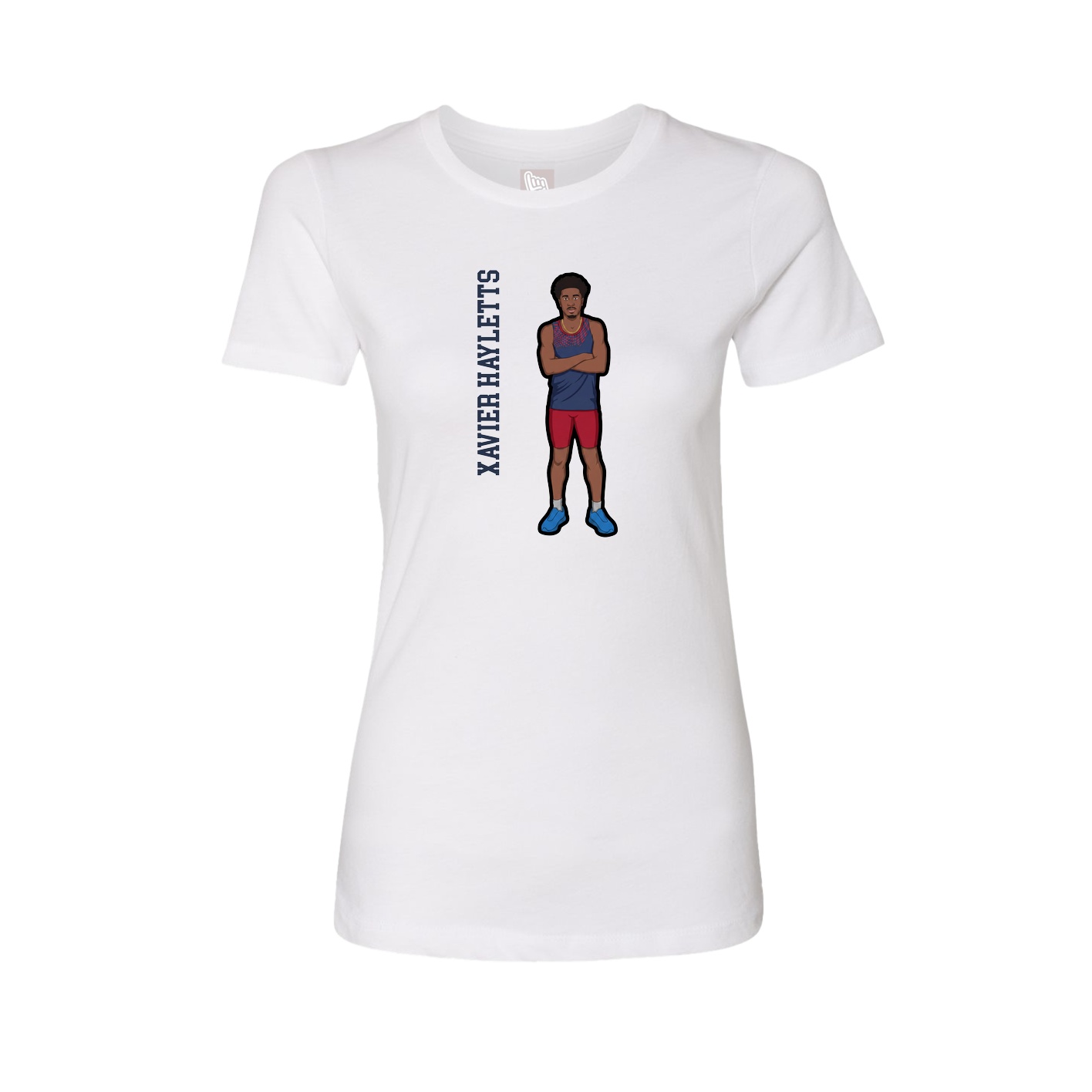 Fitted Women's Tee — Name Vertical in White
