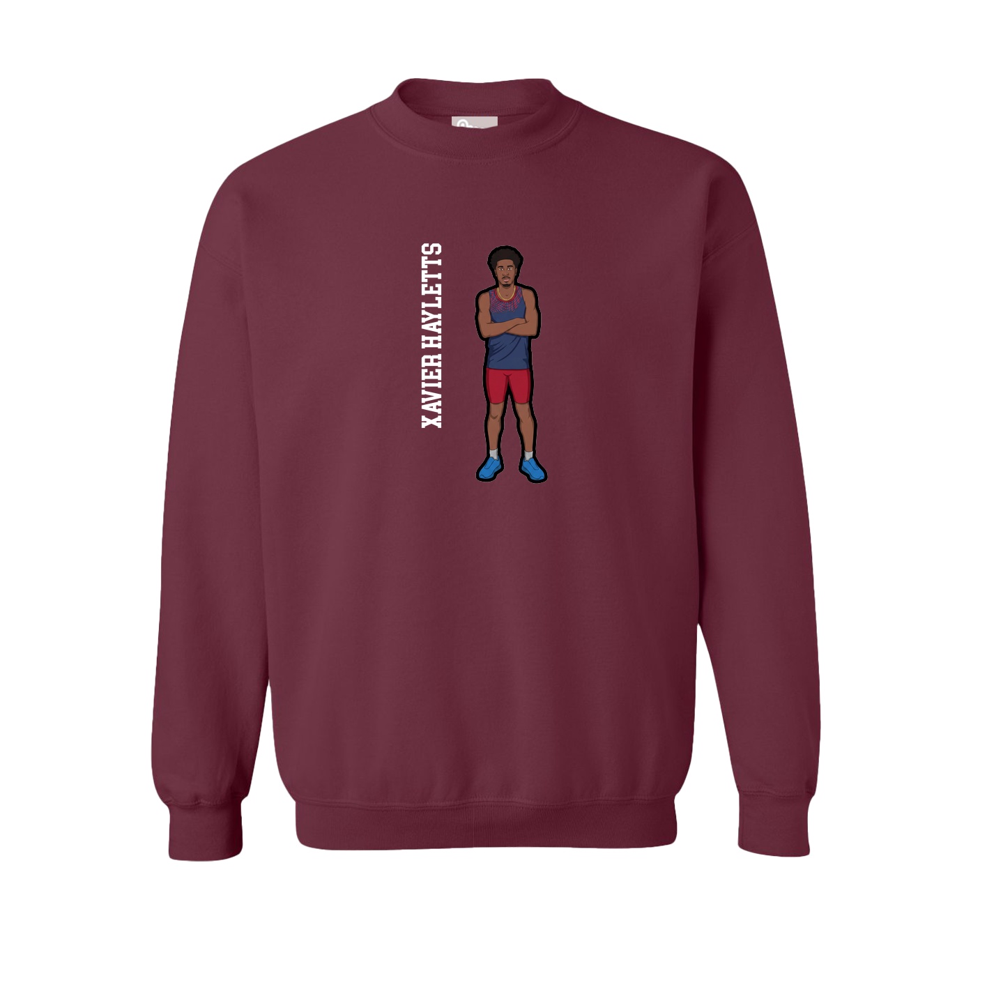 Fleece Crew — Name Vertical in Maroon