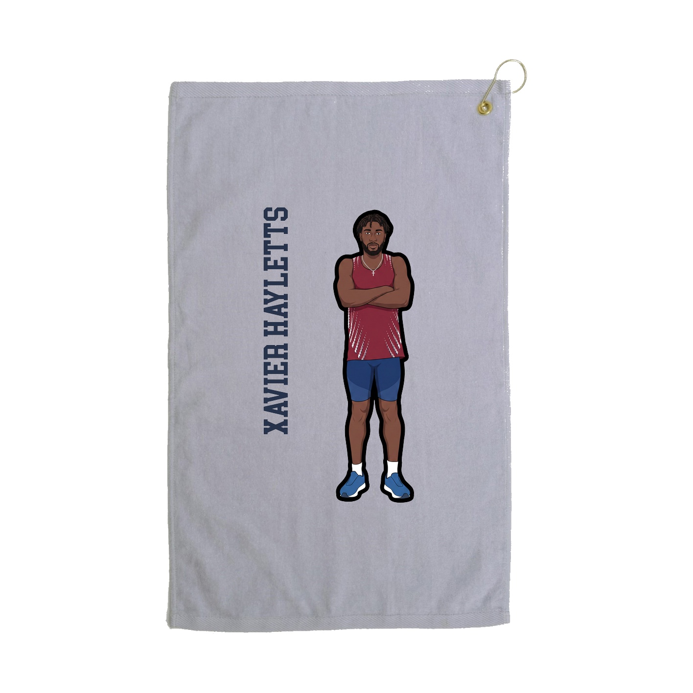 Golf Towel — Name Vertical in Grey